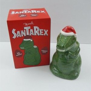 SanTaRex Miracle Tiki Mug T-Rex Dinosaur Christmas July Cocktail Santa Hat 12oz